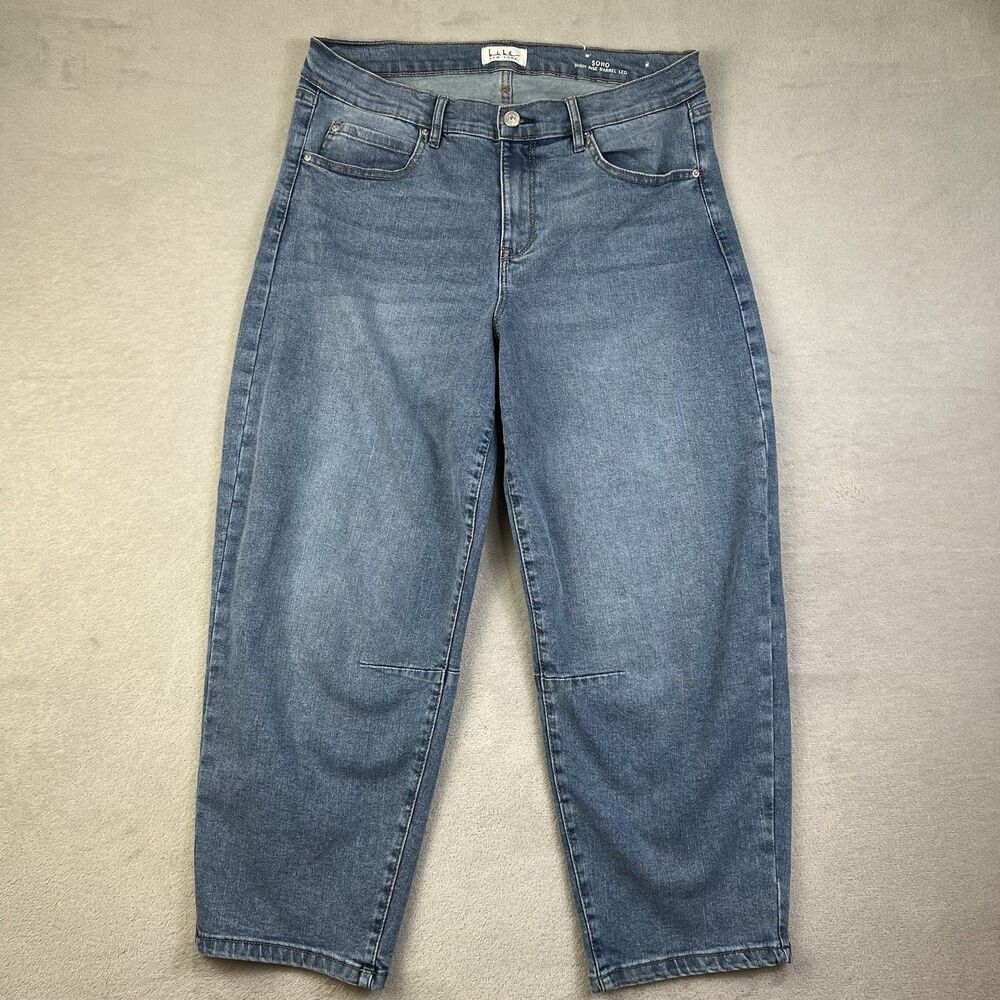 Nicole Miller SOHO High Rise Barrel Leg Jeans Womens Size 14 Medium Wash